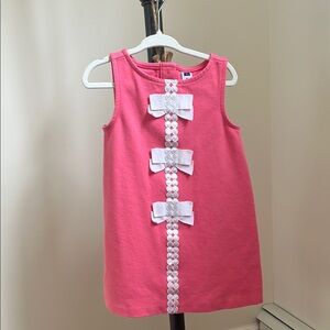 Janie and Jack Pink Sleeveless shift Dress with White Bow Accents
